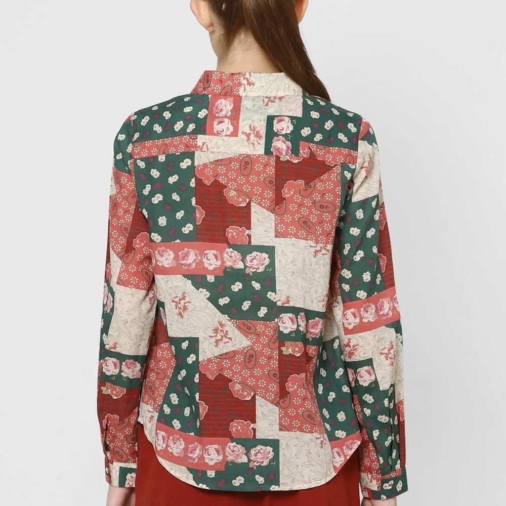 Floral Patchwork Button-Down Shirt US Small UK 36 NWT ONLY